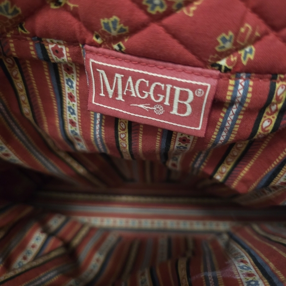 Maggi B Quilted Tote Bag Boho Floral Paisley Red Gold Shoulder Bag Pattern 💵 - Picture 5 of 6